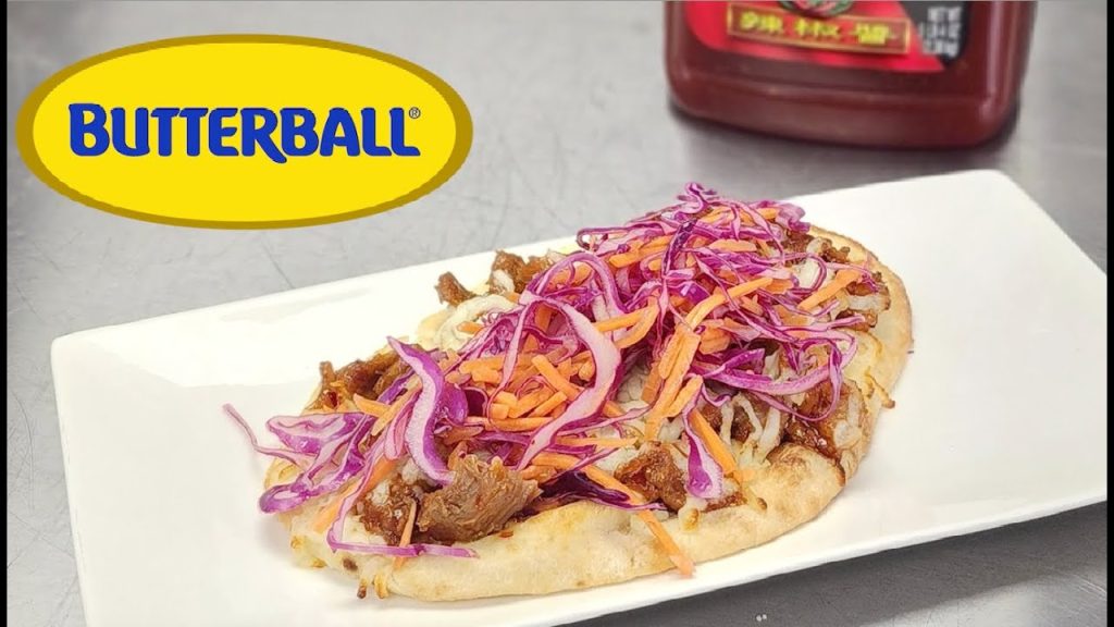 Thai Chili Turkey Flatbread Pizza with Pickled Slaw
